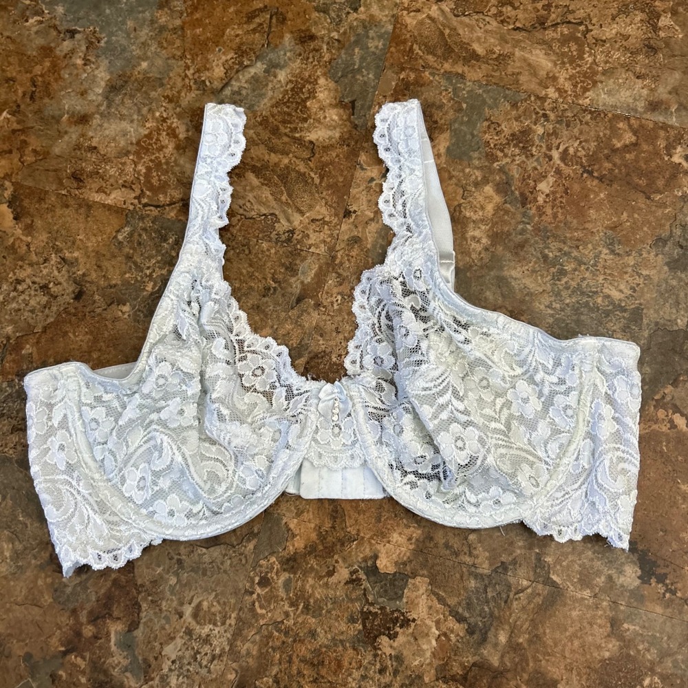 Smart & Sexy Unlined Unpadded Bra Womens Size 38C Blue Floral Lace Underwire